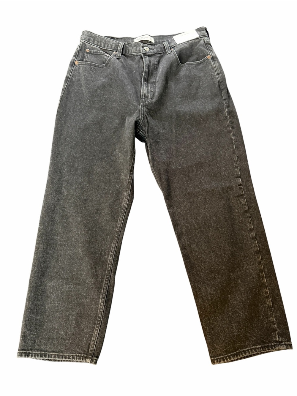 NWT Abercrombie & Fitch Ultra High Rise Ankle Straight Jeans Black Wash 31 Short